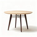 Round wooden dining table with metal legs 120 x 120 x 75cm natural finish