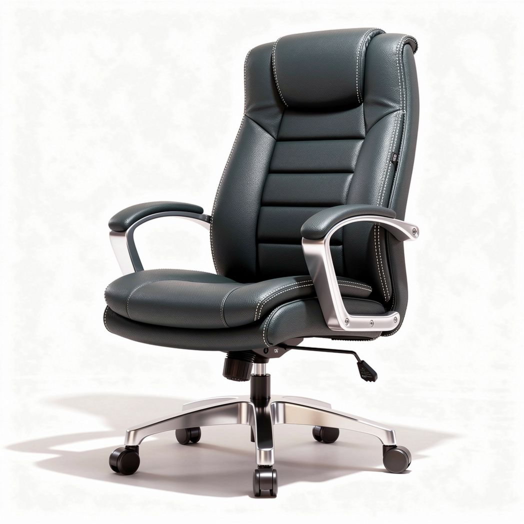Office chair with adjustable height and ergonomic design black leather 65 x 60 x 120cm
