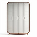Three-door wardrobe storage cabinet wooden frame white finish 200 x 80 x 220cm