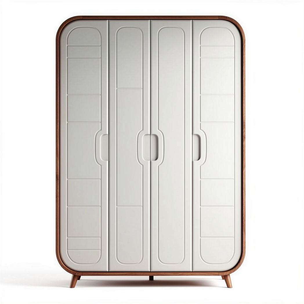 Three-door wardrobe storage cabinet wooden frame white finish 200 x 80 x 220cm