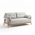 Fabric sofa with wooden legs and removable cushions in light gray 200 x 90 x 85cm