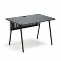 Black metal frame desk with storage and cable management 120 x 60 x 75cm