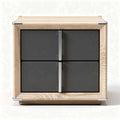 Wooden storage cabinet with two drawers in black and natural finish 60 x 60 x 60cm