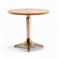 Wooden round dining table with gold metal base 75 x 75 x 75cm