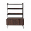 Wooden shelving unit with metal frame and cabinet storage 100 x 40 x 180cm
