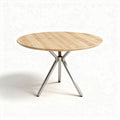 Round wooden dining table with metal legs 100 x 100 x 75cm light oak finish