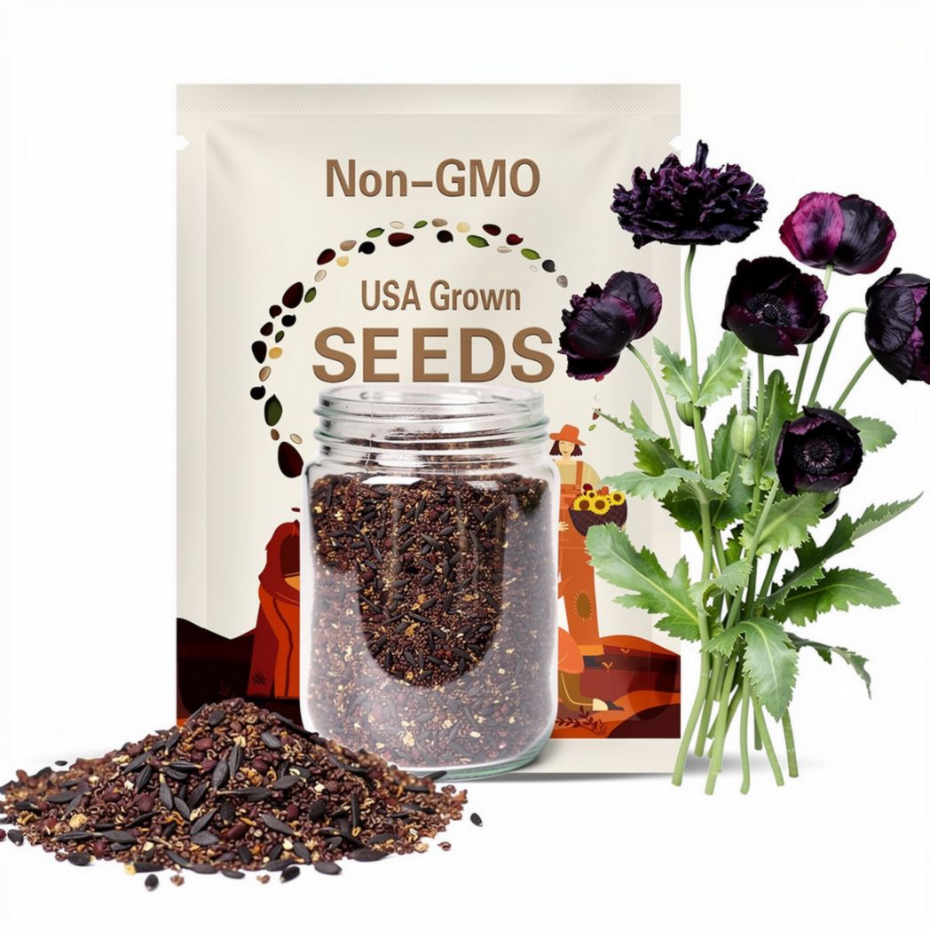 Peony Poppy, Black | 100 Seeds | Stunning poppy look | Papaver paeoniflorum