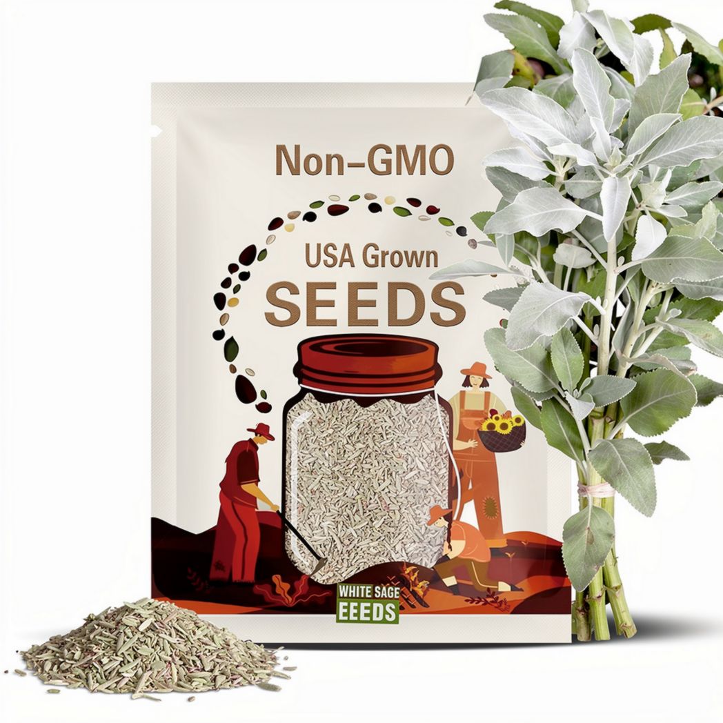White Sage Seeds - Ceremonial Sage, Heirloom Seeds, Sacred Sage, Smudge Sage, Medicinal Herb, Culinary Herb, Non-GMO