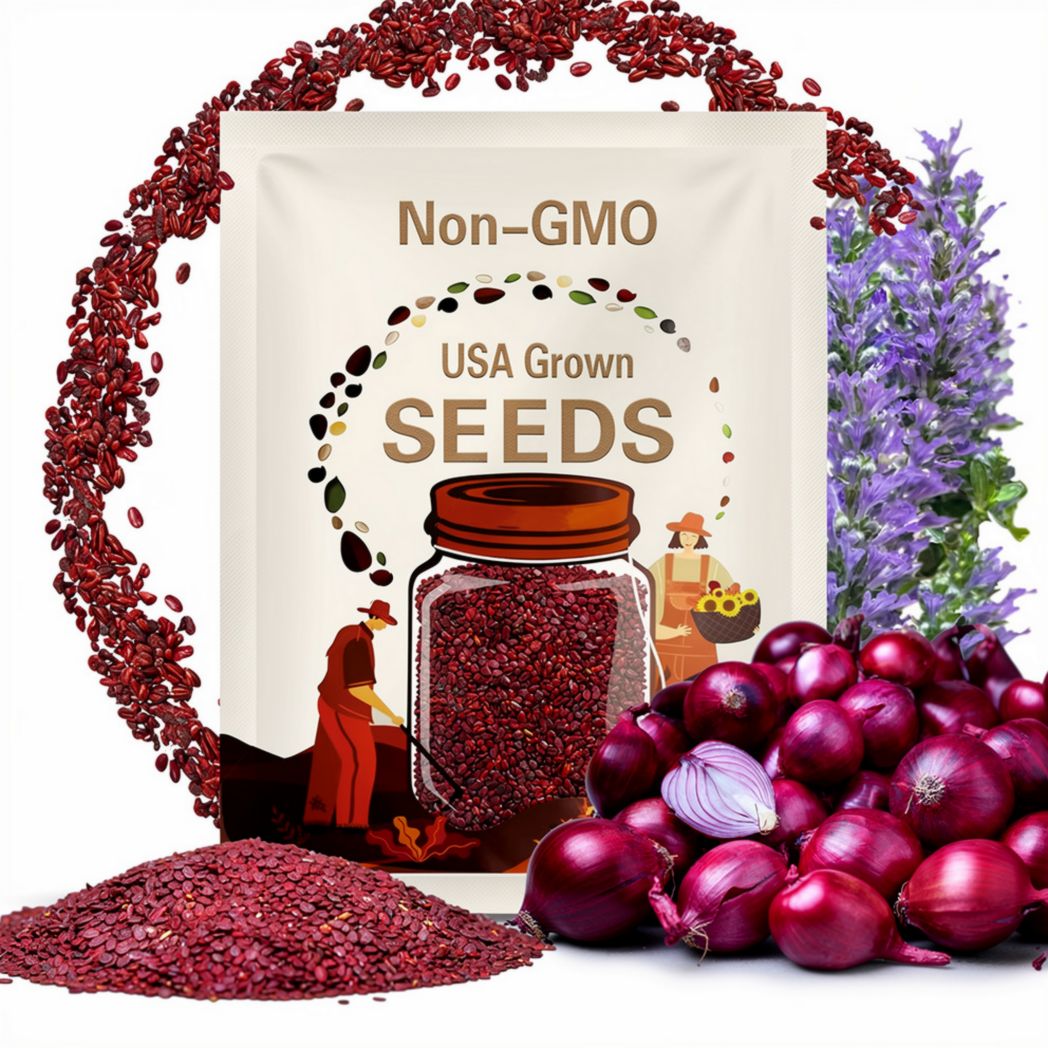 Red Burgundy Onion Seeds - Heirloom Seeds, Short Day, Mild Sweet Onion, Medium Sized, Allium Cepa, Open Pollinated, Non-GMO