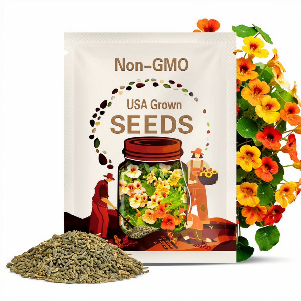 Nasturtium Whirlybird Mix Flower Seeds - Heirloom Seeds, Edible Flower, Dwarf, Salad Garden, Container Garden, Open Pollinated