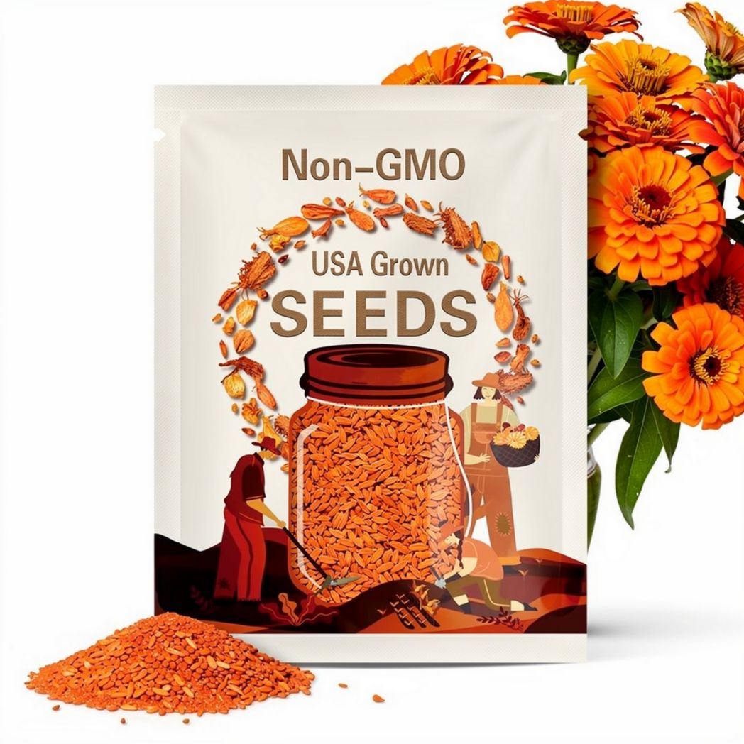 Orange Zinnia Flower Seeds - Grow Beautiful Flowers Indoors, Outdoors, In Pots, Grow Beds, Soil, Hydroponics & Aquaponics